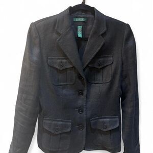 Ralph Lauren Women's Black Linen Lined Jacket